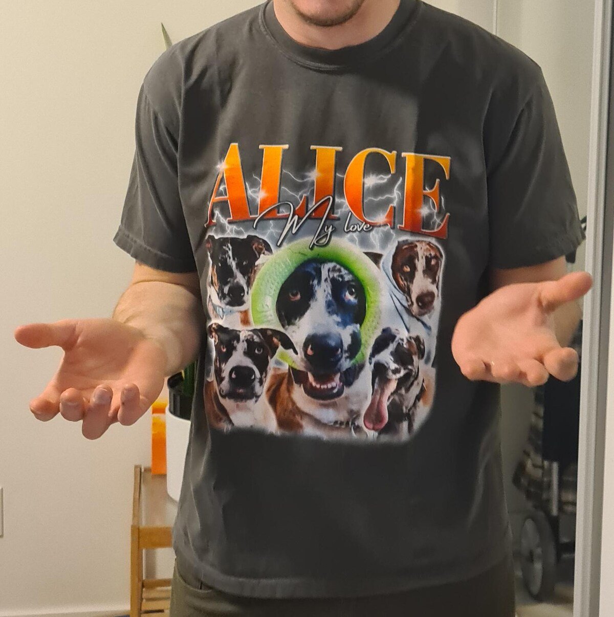 A custom bootleg shirt made by a customer