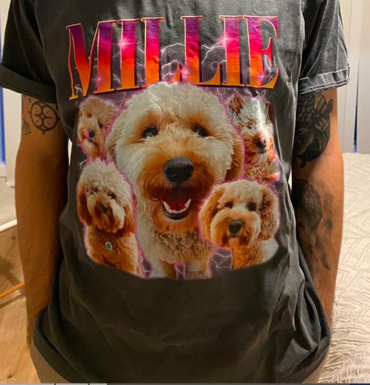 A custom bootleg shirt made by a customer
